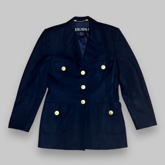 Escada Wool Blazer in Navy Blue | Size 10 - Picture 9 of 9